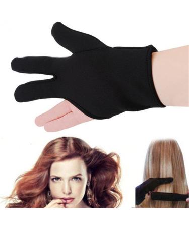 Heat Resistant Gloves for Hair Styling Professional Heat Resistant Protection Gloves for Hair Styling Curling Wand Flat Iron Unisex Anti-hot Insulation Three Finger Glove (black)
