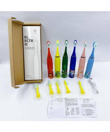 Sonic Electric Toothbrush for Kids 6 Different Heads USB Charger Extra Soft BRUSHHEADS for Kids Smile (RED)