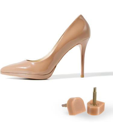 HARFINGTON High Heel Tips - 3 Pairs TPU Shoe Replacement Caps for Women | 2.4mm Pin 7x7mm U-Shape Repair Caps in Beige & Gold Tone - Buy Online on GoSupps.com
