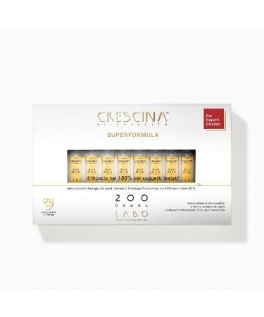 Crescina Transdermic SUPER FORMULA Re-pousse Traitement de la Chute et Amincissement des Cheveux 200 Femme 20 Ampoules