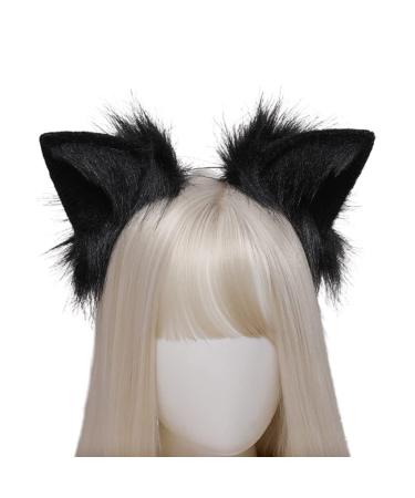 amangul Handmade ry Animal Ears Headbands Hair Hoop for Halloween Fancy Dress Cosplay Headpiece Party Supplies(Black)