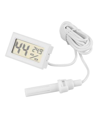 ASHATA Digital Hygrometer 2-in-1 LCD Display Thermometer Hygrometer with External Probe for Reptile Mini Digital Electronic Temperature Hygrometer(White)