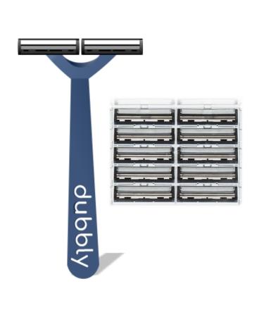 Dubbly Dual Headed Razor + 10pk of Blades Safely cut your shave time in HALF with none of the irritation or razor burn. Because 2 Heads are Better than 1.