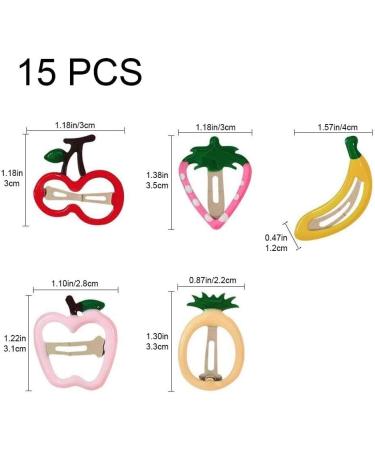 15 Pcs Girls Hair Clips Cute Fruit Design Metal Snap Barrettes Hairpin Hair Accessories for Toddlers Kids Girls - Buy Online on GoSupps.com