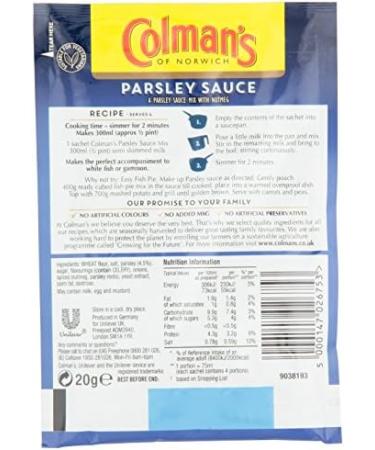 Colman's Parsley Sauce Mix 20g: Delicious and Easy to Prepare - Buy Online on GoSupps.com
