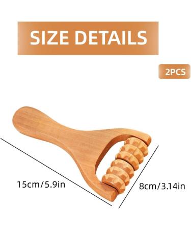 FDCGAS Massage Roller Set - 2-Piece Wood Trigger-Point Scooter for Body & Face - Anti-Cellulite Gua Sha Tool & Fascia Roller with Handle - Buy Online on GoSupps.com