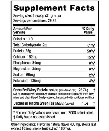NutraBio Grass Fed Whey Isolate Protein Powder - Matcha Latte 2lb - 25G Protein Per Serving - Sugar Free Lean Muscle Supplement - Buy Online on GoSupps.com