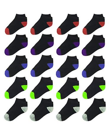 Jamegio 20 Pairs kids Low Cut Athletic Ankle Socks Little Boys Girls Ankle Cotton Socks Half Cushion Low Cut Socks Mixed Color B 6-8 Years