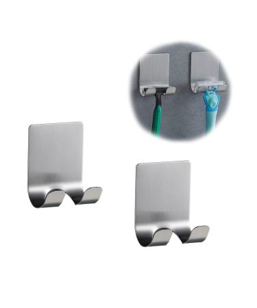 Funincrea shaver holder 2-pack razor holder for the shower multi-purpose self-adhesive stainless steel multi-purpose hooks for razors towel kitchens and bathrooms (gray)