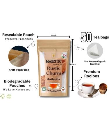 Majestic Tea_ RUSTIC CHARM | Pure Red Rooibos Naturally Caffeine Free_ Tea (FOR GOOD SLEEP) _100% Natural Ingredient| Non GMO (Pyramid Tea Bags 50 Count). - Buy Online on GoSupps.com