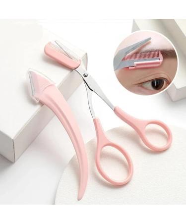 6PCS Pink Eyebrow Trimmer Set | Stainless Steel Razor with Comb | Beauty Tool for Women | Type Hair Removal Accessories - Buy Online on GoSupps.com