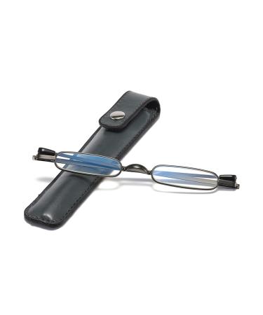 Hubeye Mini Reading Glasses Ultra thin Metal Lightweight Portable Anti-Blue Light Reader with Glasses Holster +1.0 1022 - Grey 1.0 Dioptres