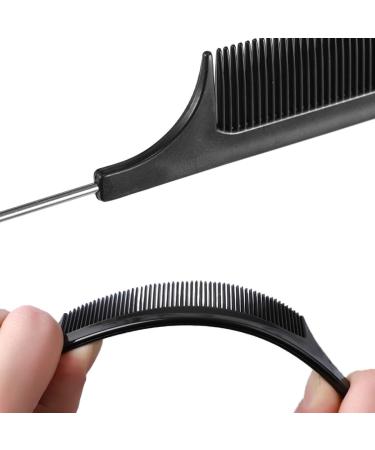 Dazisen Anti-Static Tail Combs Set - Fine Tooth Salon Barber Hairdressing Comb with Stainless Steel Handle for Men and Women - Black (Pack of 3) - Buy Online on GoSupps.com