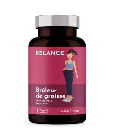 Relance Nutrition Powerful Fat Burner for Weight Loss and Flat Stomach - Guarana Fucus Kola Mate - 90 Capsules 1 Month Vegan.