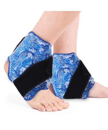 NEWGO Ankle Ice Pack for Injuries Reusable 2 Pack Ankle Cold Pack Flexible Ice Pack for Ankle Surgery Recovery Ankle Swelling Foot Injuries Plantar Fasciitis Achilles Tendonitis (Blue) Blue-2pack