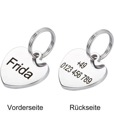 Personalized Heart Pendant for Dogs & Cats | Engraved Name Tag - Perfect Pet Gift for All Collars (Silver) - Buy Online on GoSupps.com