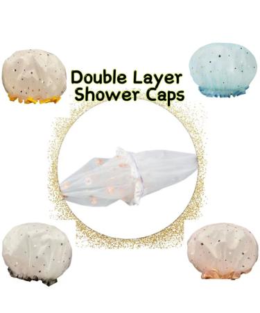 Waterproof Reusable Shower Cap for Women & Kids - Blue | Medium Size Double Layer Hair Protection Cap - PEVA Waterproof | Bath Cap - Buy Online on GoSupps.com