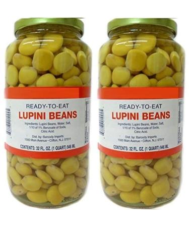 Beirut Style Lupini Beans 32 Oz / 946 ML - Pack of 2 Glass Jars