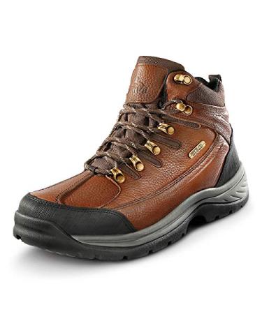 NORTIV 8 Men's Leather Waterproof Hiking Boots Mid Ankle Trekking Mountaineering Outdoor Boots 12 Brown/Litchi