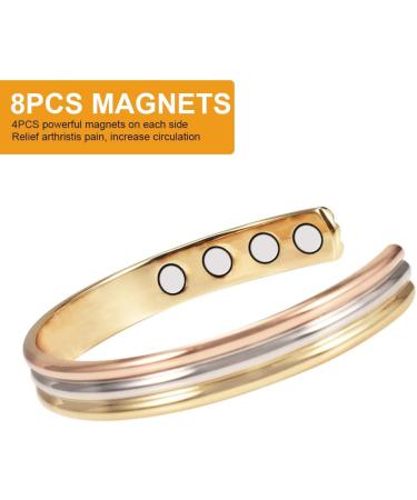 YINOX Tri Tone Pure Copper Magnetic Bracelets for Arthritis | 8 Magnets | Perfect Gift for Men & Women | Valentine's Day Edition - Buy Online on GoSupps.com