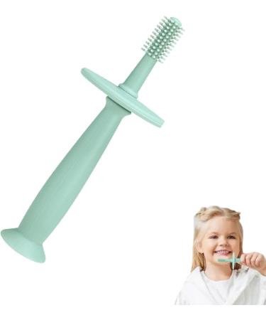 Infant Silicone Toothbrush - 360 Training Toothbrushes with Suction Base - Soft Food Grade Silicone Gum Massagers Teething Toys for 6-12 Months Newborn Infant N Green - Buy Online on GoSupps.com