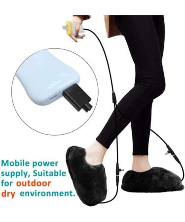 USB Heated Foot Warmers - Plush Electrical Heating Slippers & Boots for Winter | Warm Shoes for Men & Women (Black) - Buy Online on GoSupps.com
