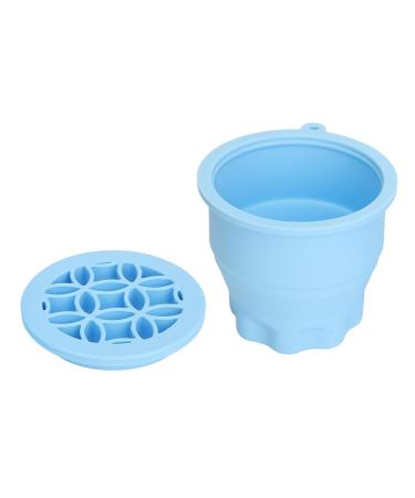2 in 1 Makeup Brush Cleaner Bowl | Portable Folding Cleaning Mat with Drying Rack | Space-Saving Brush Cleaner in Blue - Buy Online on GoSupps.com