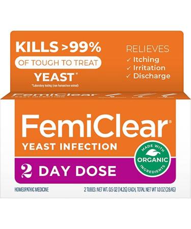 FemiClear 2-Day Dose Yeast Infection and Itch Control Ointment, Ointment for Moderate to Intense Yeast Infection, All-Natural Ingredients Ointment + External Anti-Itch Ointment for Soothing Care