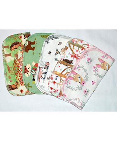 2 Ply Printed Flannel 8x8 Inches Set of 5 Sweet Woodland Animals