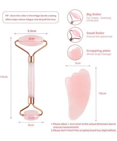 Gua Sha Facial Tool Face Lifting Massager Rose Quartz Roller Natural Jade Facial Massager Jade Roller Face Massage-Pink heart with box_ - Buy Online on GoSupps.com