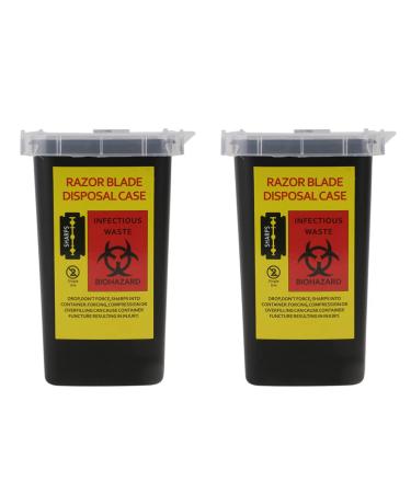 Lurrose 2 pieces of razor disposal container blades dispenser case barber shop storage case razor cutter for home professional use black 2 pieces