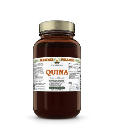 Quina (Cinchona Officinalis) Dry Bark Glycerite Made in Hawaii All Natural Vegan Lab Tested Alcohol-Free Liquid Extract - 32 fl.oz 32 Fl Oz (Pack of 1)