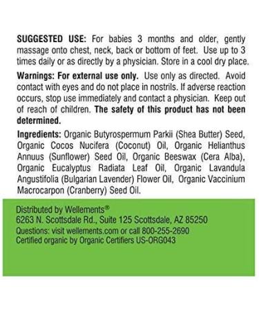 Wellements Organic Baby Chest & Foot Rub | 1.8 fl oz | USDA Certified Organic | Soothes with Eucalyptus & Lavender | Free from Harmful Ingredients | Ages 3 Months - Buy Online on GoSupps.com
