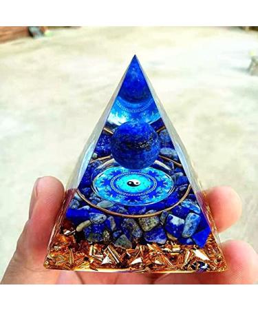 ycyingcheng Moonstone Crystal Orgone Pyramid Lapis Lazuli Ball Tai Chi Ogan Crystal Energy Tower Nature Reiki Chakra Crushed Stone Jewelry Crystal Pyramid 6CM