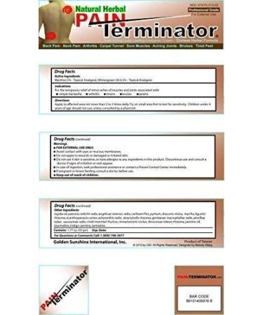 Golden Sunshine Pain Terminator Cream Tube - 1.77 oz (50 gm) - Fast Relief - 1 Pack - Buy Online on GoSupps.com
