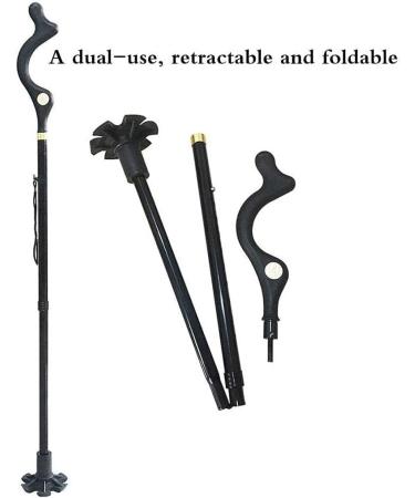 Elderly Cane Multifunction Walking Stick Trekking Poles Telescopic Fold Crutches Hiking Stick Crutch Elderly Metal Stick Walking Cane Outdoor for Arthritis Sen - Buy Online on GoSupps.com