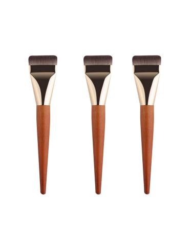 3 Flat Foundation Brush for Liquid Makeup Wooden Handle Flat Foundation Brush Soft Cream Foundation Concealer Brush Reusable Makeup Face Brush for Blending Liquid Cream