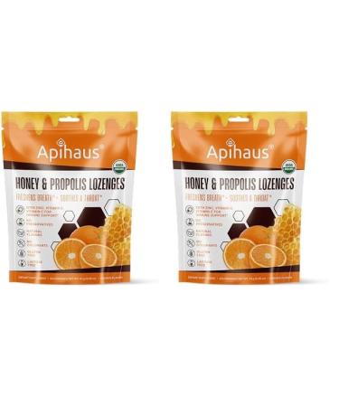 Honey and Propolis Lozenges Orange Flavor Freshens Breath - Soothes a Throat- Immune Support with Vitamin C Vitamin D and Zinc 20 Count (Pack of 2)