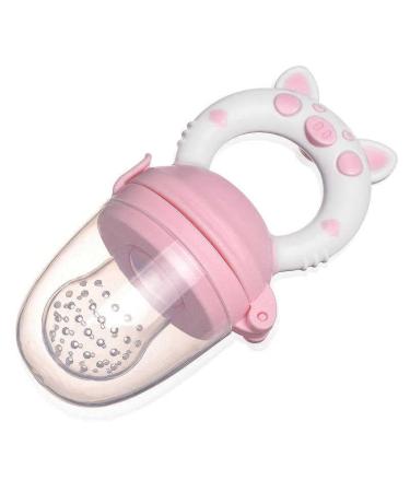 Baby Food Feeder Pacifier/Baby Fruit Feeder. Best Baby Teething Toys  BPA Free Silicone Feeder and Teether for Baby Teething Relief. (Pink)