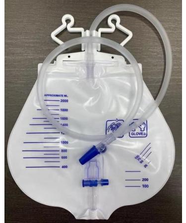 Lifevv 2 Pack 2000ml Urinary Drainage Bag with Anti-Reflux Chamber Needless Sampling Joint 48" Tube Drainage Double-Hook T-Tap Outlet Valve - Buy Online on GoSupps.com
