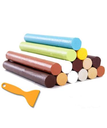Crayon Furniture Floor Repair Kit Wood Filler - 14 Colors+1 Scraper - Floor & Furniture Cracks Repair Kit for Scratches, Nail Hole, Wood Floors, Tables, Desks, Carpenters, Bedposts
