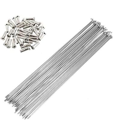 SENQI Bicycle Steel/Stainless Steel Spokes 80mm-297mm with Copper Cap 36pcs silver/Stainless Steel 260mm