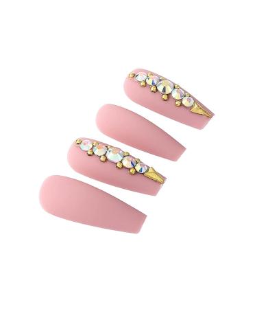 Brishow Long Pink Artificial Nails - 24pcs Press-On Nails with Rhinestones for Women & Girls Shop Now! - Buy Online on GoSupps.com