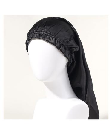 Satin Sleep Cap for Long Hair Silk Long Bonnet with Soft Elastic Band Curly Hair Braids Cap (B One Size)