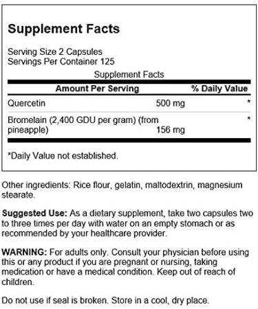 Swanson Quercetin & Bromelain 250 Capsules - Respiratory & Immune Support - Buy Online on GoSupps.com
