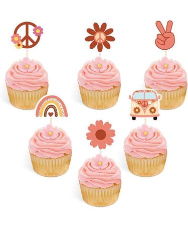 Keaziu 24 Pack Hippie Theme Cupcake Toppers Peace Sign Hand Cupcake Picks 60s Theme Flower Boho Rainbow Birthday Party Supplies Red - Buy Online on GoSupps.com