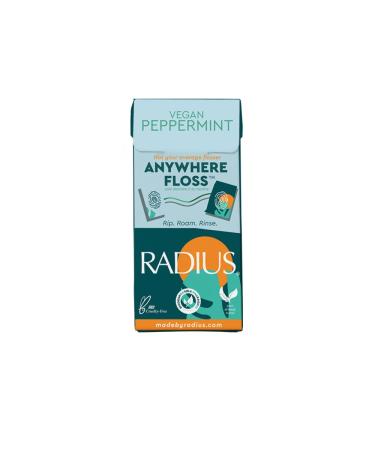 RADIUS Vegan Peppermint Anywhere Floss Travel Dental Floss for Oral Care Boost Non Toxic Tooth & Gum Protection (20 Single Use Flossers per Pack) - Pack of 1 Peppermint Sachets 1 Count (Pack of 1)