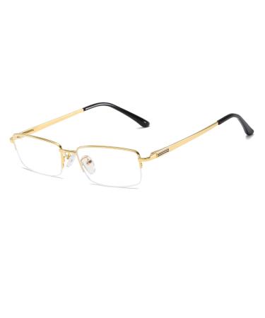 Half Rimless Metal Eyewear Frames Blue Light Blocking Transparent Lens Business Glasses Shiny Gold 1.26 in/32mm Shiny Gold(blue Light Blocking) 1.26 in/32mm Lens Height