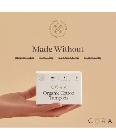 Cora 100% Organic Cotton Non-Applicator Tampons - Regular/Super Absorbency - 72 Count (Pack of 2) - Buy Online on GoSupps.com