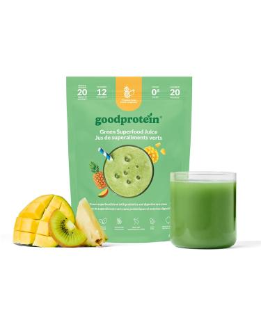 Good Protein Greens Superfood Powder Juice - 100% Natural Digestive Enzyme Greens Powder | Vegan Non-GMO Gluten Free Vitamins Green Powder - Organic Alfalfa Wheat Barley Grass Spirulina Powder | 225g Tropical Fruit Tropical Fruit 225 g (Pack of 1)